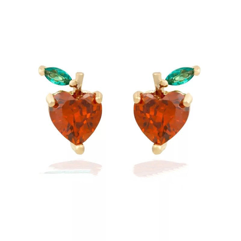 Wholesale Copper 18k Gold Plated Fruit Diamond Zircon Stud Earrings